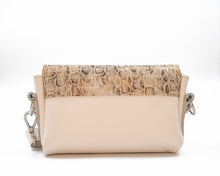 Încărcați imaginea în vizualizatorul Galeriei, Beige bag with snake print flap on a white background