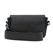 Kép betöltése a galériamegjelenítőbe: Borsetă damă elegantă din piele naturală neagră, vedere spate
