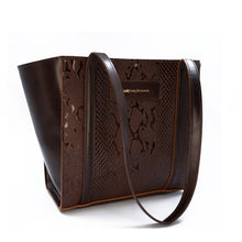 Load image into Gallery viewer, Geanta mare dama piele naturala maro inchis, tote bag eleganta pentru femei, vedere frontala
